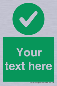 Custom green background, green circle with tick